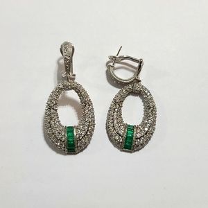 New - Judith Ripka Emerald and Cz Earrings